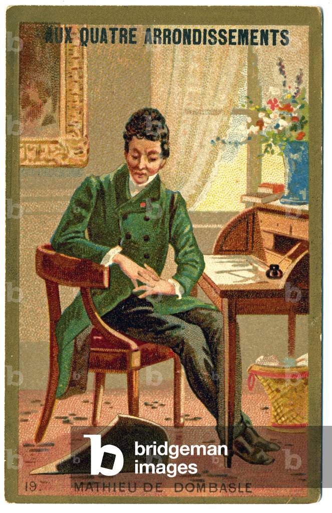 Science. The french agronomist Mathieu de Dombasle. Imagery from the Parisian Department Store: Aux Quatre Arrondissements, France, c.1900