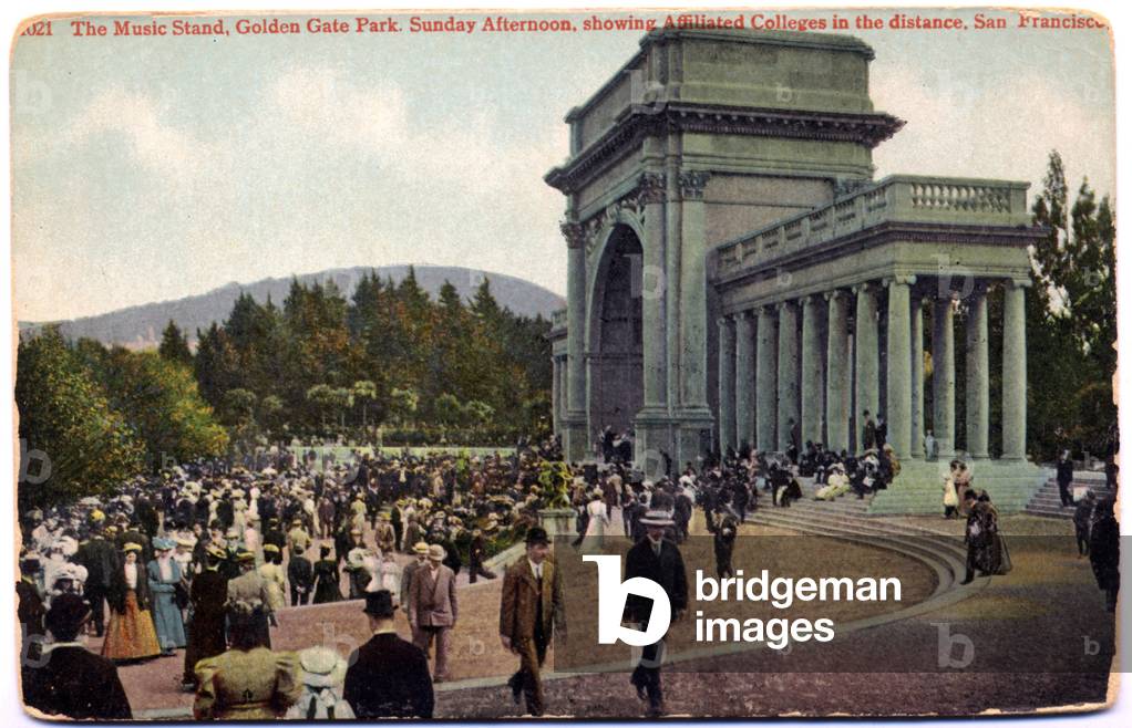 Music. Classical music. Concert in the Golden gate Park, San Francisco. Postcard, USA, c.1910 (postcard)