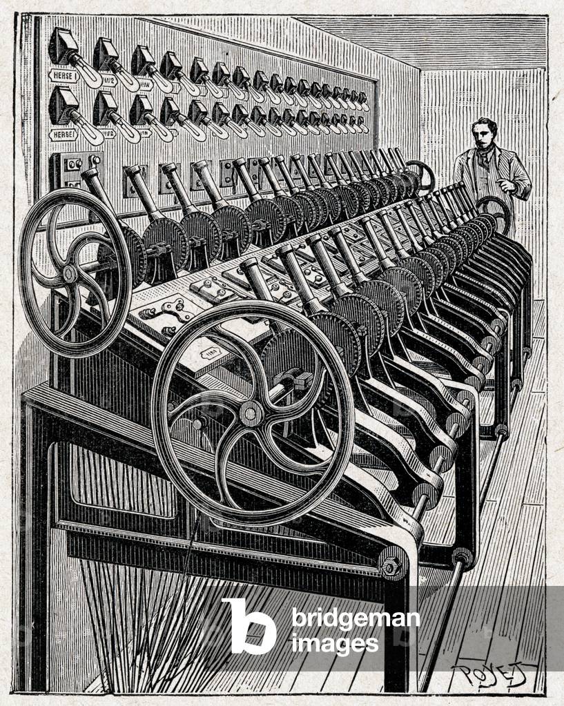 Science. Electricity. Lighting dashboard at the Opera de Paris. Engraving in: Grands hommes et grands faits de l'industrie, France, c.1880 (engraving)