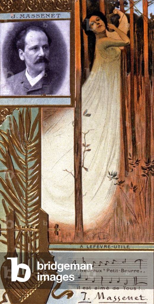 vignette for Petit Beurre LU biscuit with the portrait of Jules Massenet, c.1900 (lithograph)