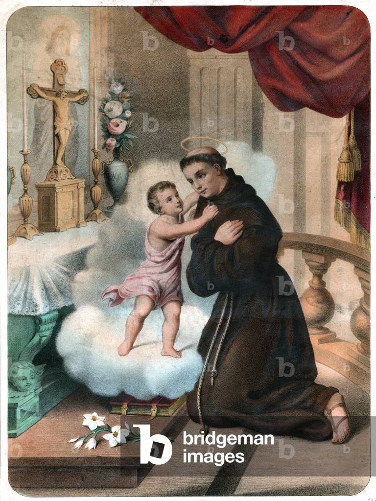 Saint Anthony of Padua. (Lithography, ca. 1850)