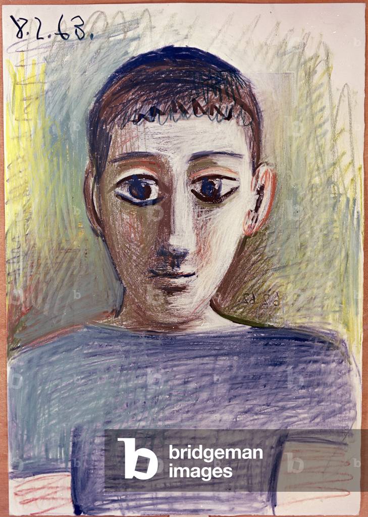 Cartolina postale: Ritratto di uomo, 8 febbraio 1968 (matita su carta)