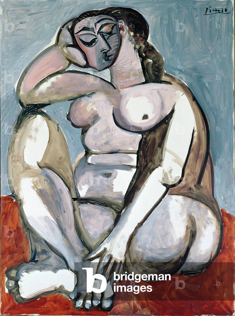 accovacciato nudo donna 1956 olio su tela