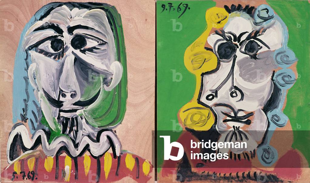 testa di un uomo, 5 luglio 1969, testa di un uomo, 9 luglio 1969 (olio su compensato)