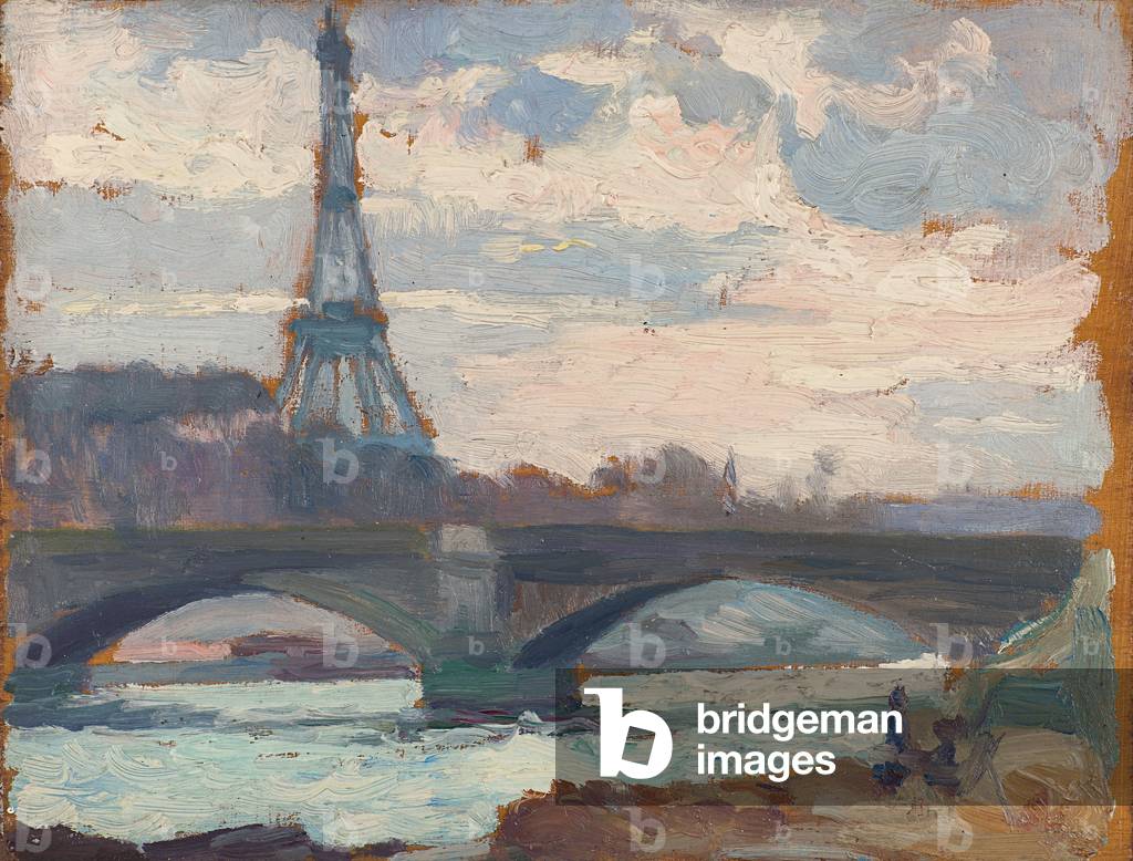 The Eiffel Tower and the Pont d'Iéna seen from Quai Debilly (oil on canvas)