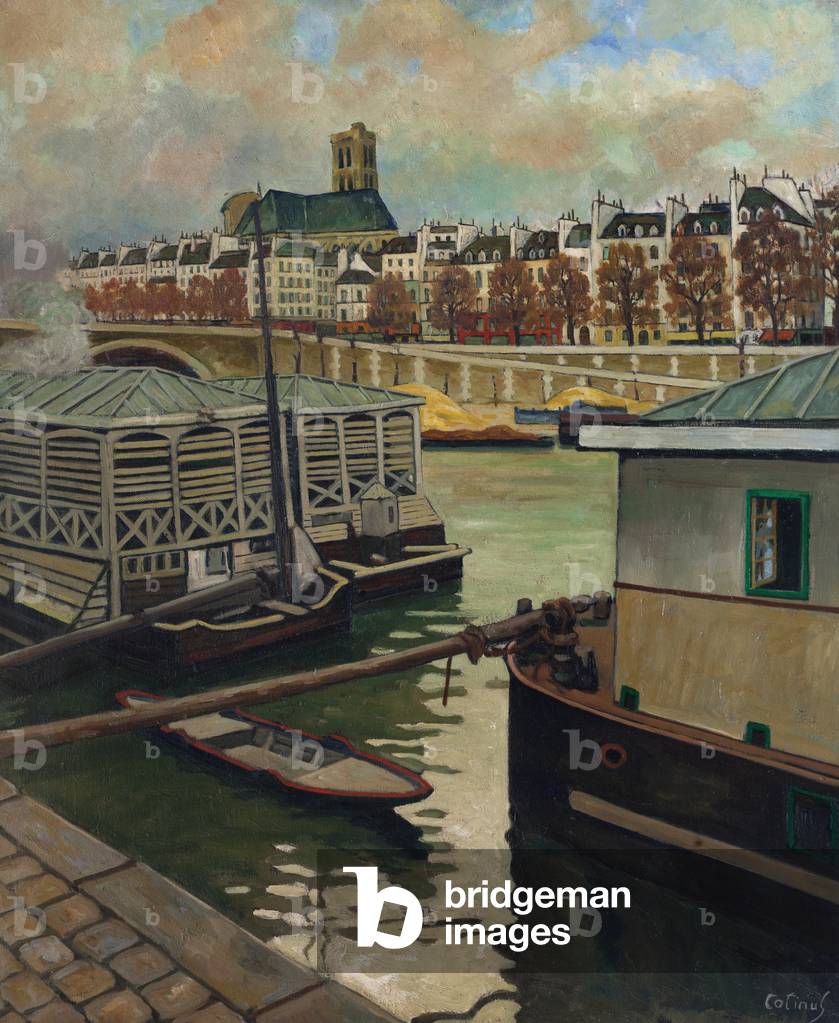 Saint-Gervais and the Pont Louis-Philippe from the Quai de Bourbon, Paris (oil on canvas)