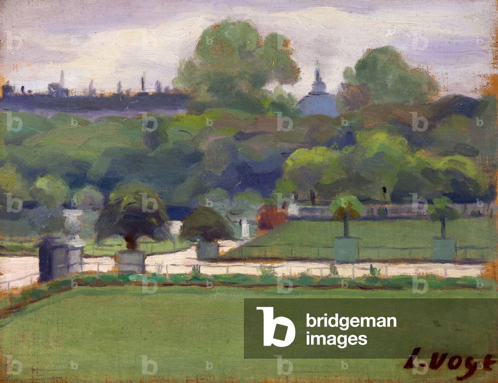Cupola of the Pantheon, seen from the Jardin du Luxembourg (oil on panel)