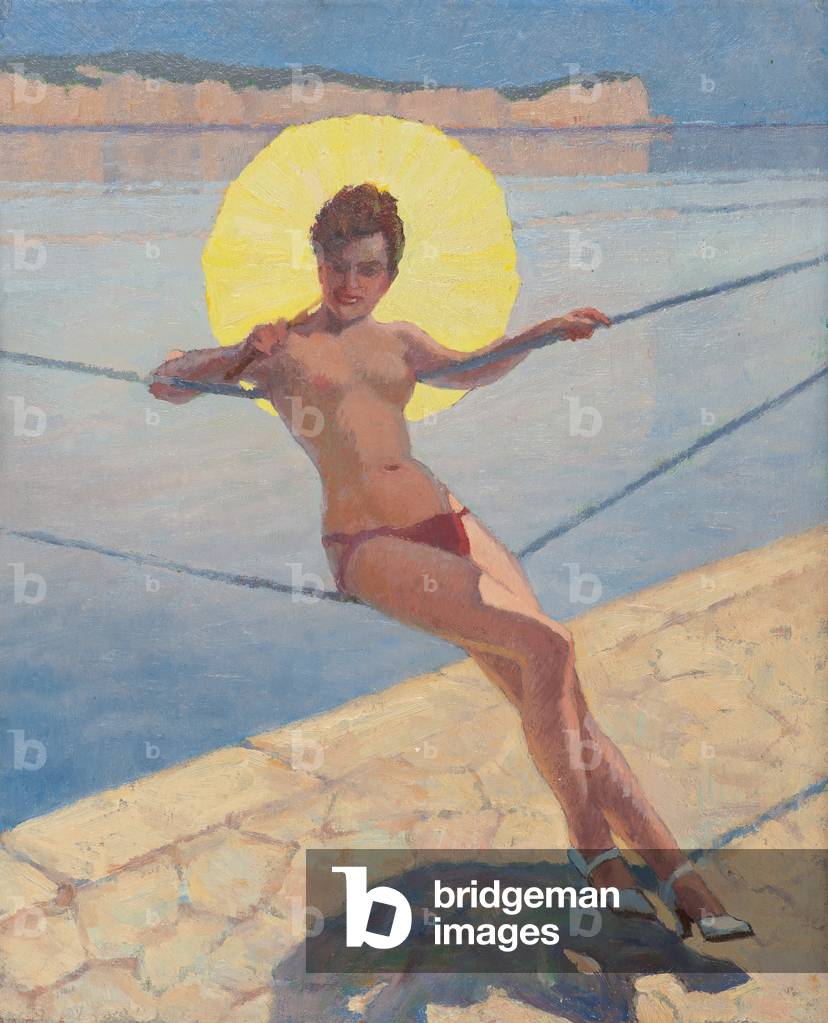 Nude with Yellow Parasol, 1925 (oil on cardboard)
