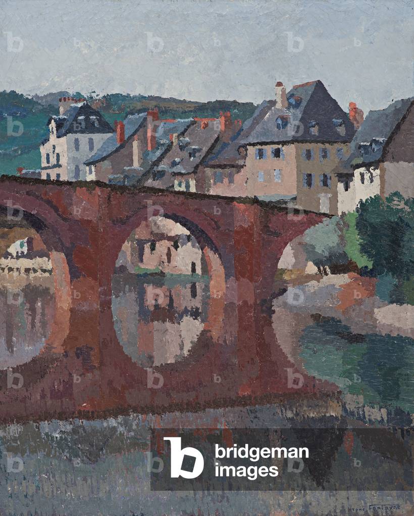 Reflection of the bridge on the Lot at Espalion, Aveyron, 1933 (oil on canvas)