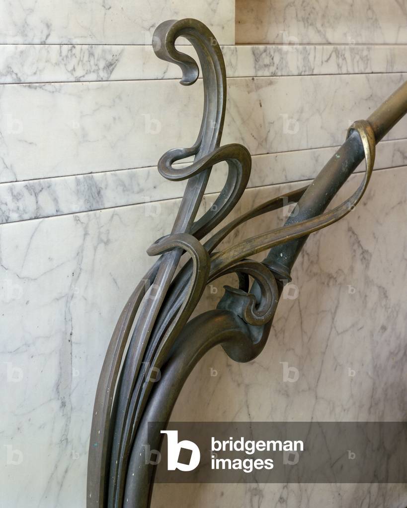 Handrail in entrance hall, Hotel Frison 37 Rue Lebeau Brussels 1894-95 (photo)