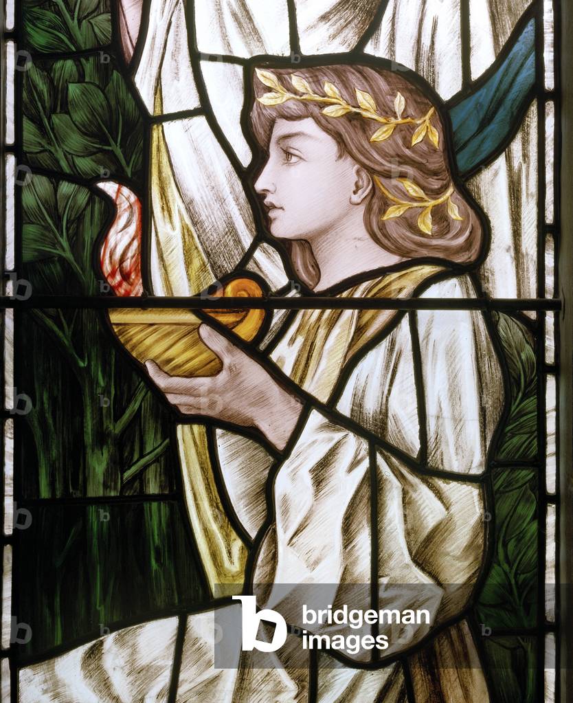 Waterford, St Michael & All Angels, Heaton Butler & Bayne, Selwyn Image, The Wise & Foolish Virgins detail, 1888