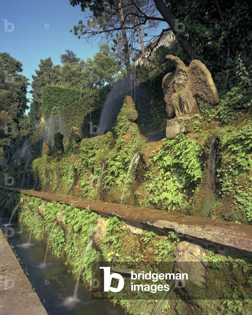 A d'Este eagle among the spouts in the Hundred Fountains, Villa d'Este, Tivoli (photo)