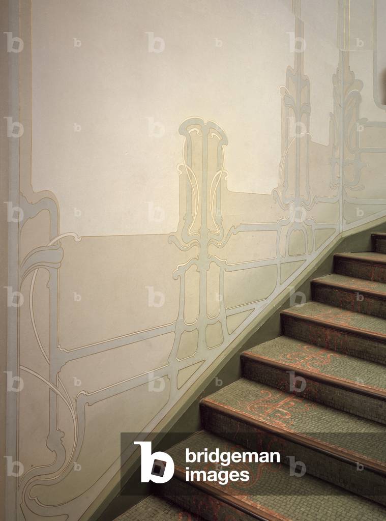 Winter garden stair mosaic, Hotel Van Eetvelde 2 & 4 Avenue Palmerston, Brussels, 1895-1901 (photo)