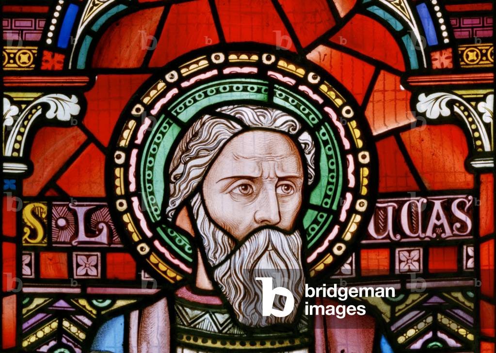 Crick, East Window detail, Lavers & Barraud, John Millner Allen (1827-1902), St Luke, 1863