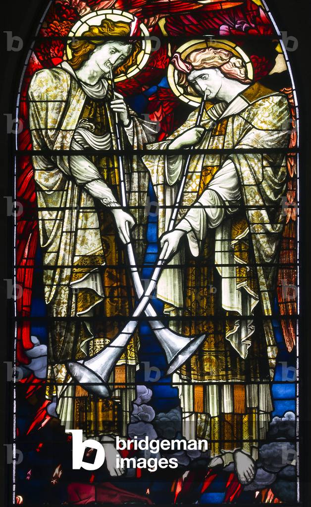 Jesmond, St George, Gateshead Stained Glass Co, J W Brown / TR Spence, East Window, The Last Judgement, 1888