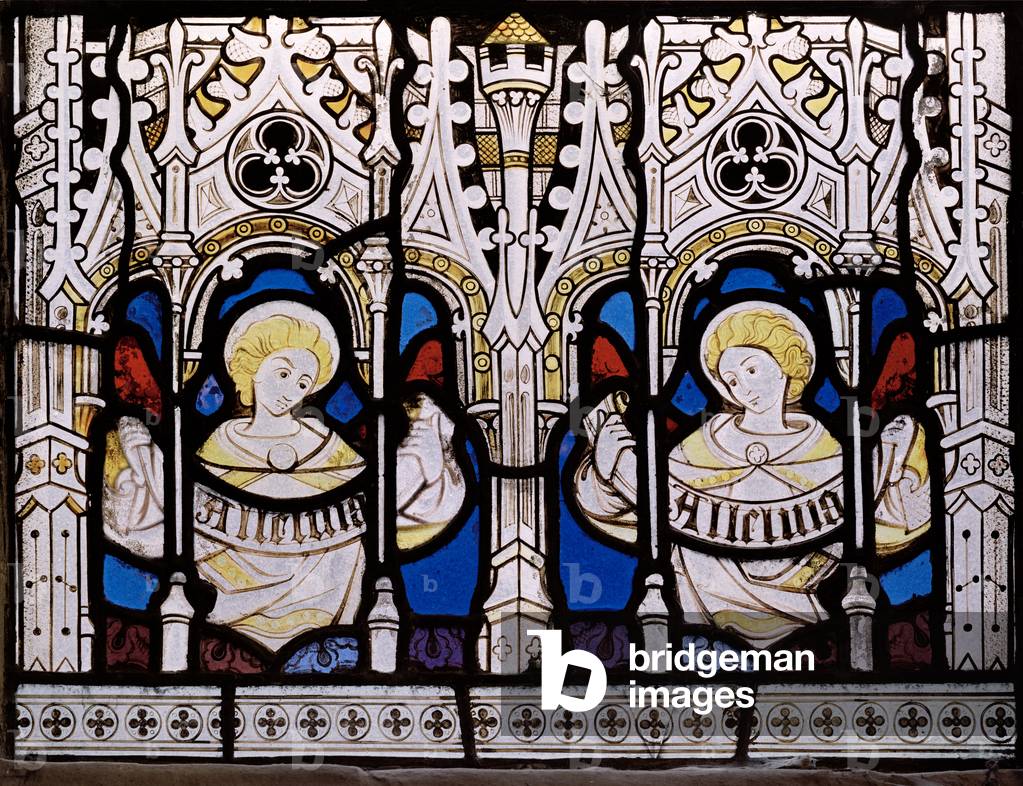 Allelulia, Angels With Scrolls, c.1865 (stained glass)