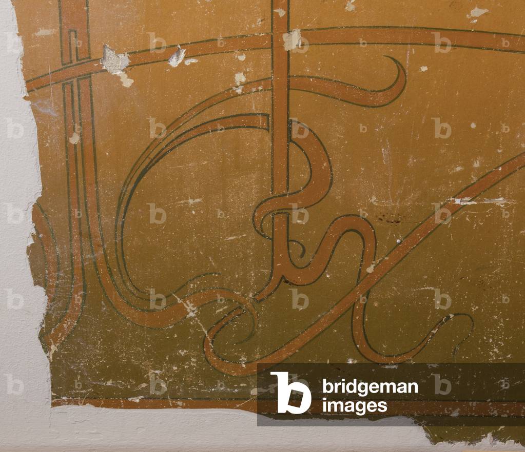 Ground floor hallway wall mural original mural, Hotel Frison 37 Rue Lebeau Brussels 1894-95 (photo)