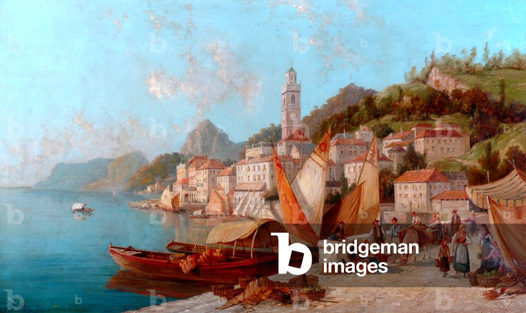 Coast Scene, Bellagio, Lake Como (oil on canvas)