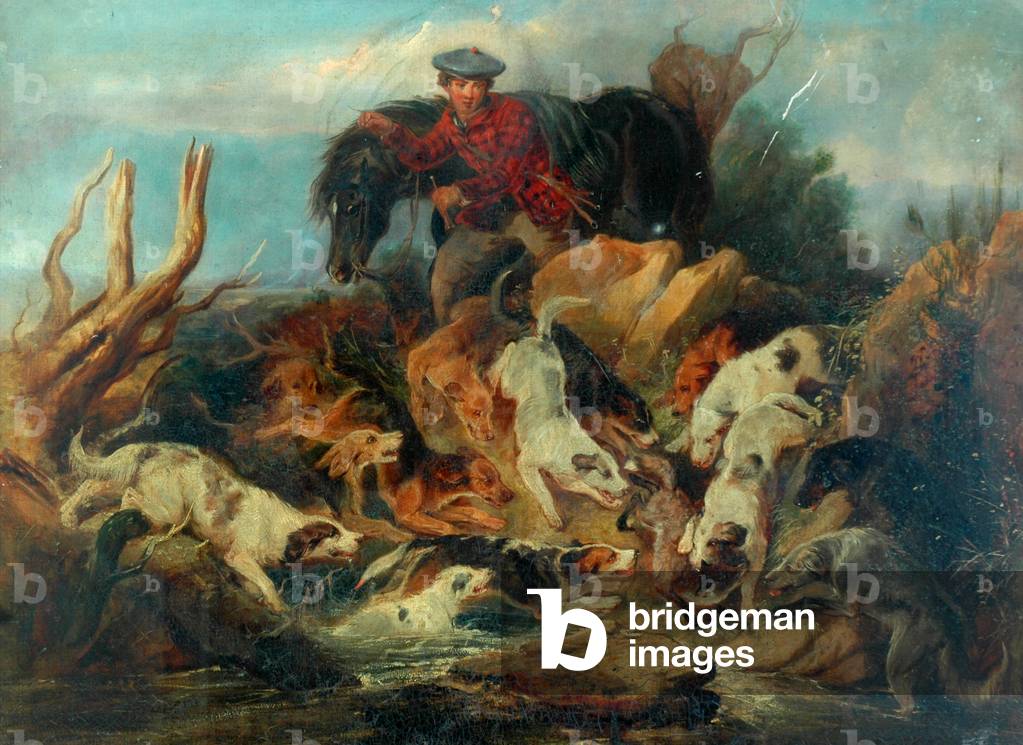 Hunting Scene (oil on canvas)