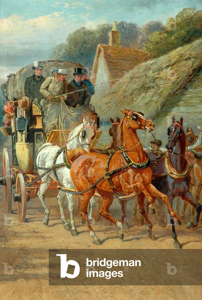 Coaching A Hundred Years Ago (oil on board)