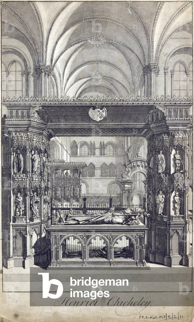Transi tomb of Henry Chichele, archbishop of Canterbury, 1755 (engraving)
