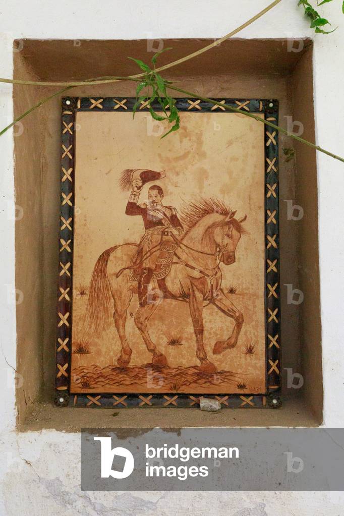 Framed picture of mounted soldier, Tiznit, South Morocco September 2018 (photo)