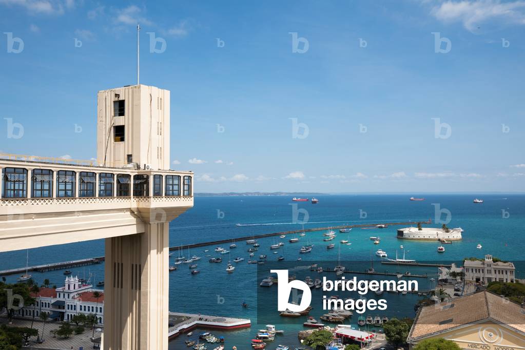 Elevador Lacerda and Baia de Todos Santos harbour, Historic Centre, Salvador de Bahia, Brazil, March 2018 (photo)