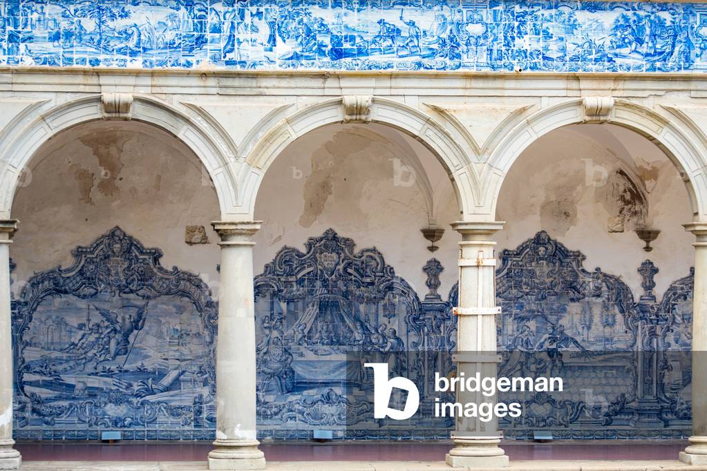 Azulejo tile panels, cloister of the São Francisco Church and Convent, Cidade Alte, Historic Centre, Salvador de Bahia, Brazil, March 2018
