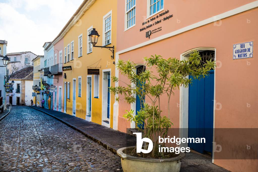 Colonial-era cobbled street, Cidade Alte, Historic Centre, Salvador de Bahia, Brazil, March 2018 (photo)