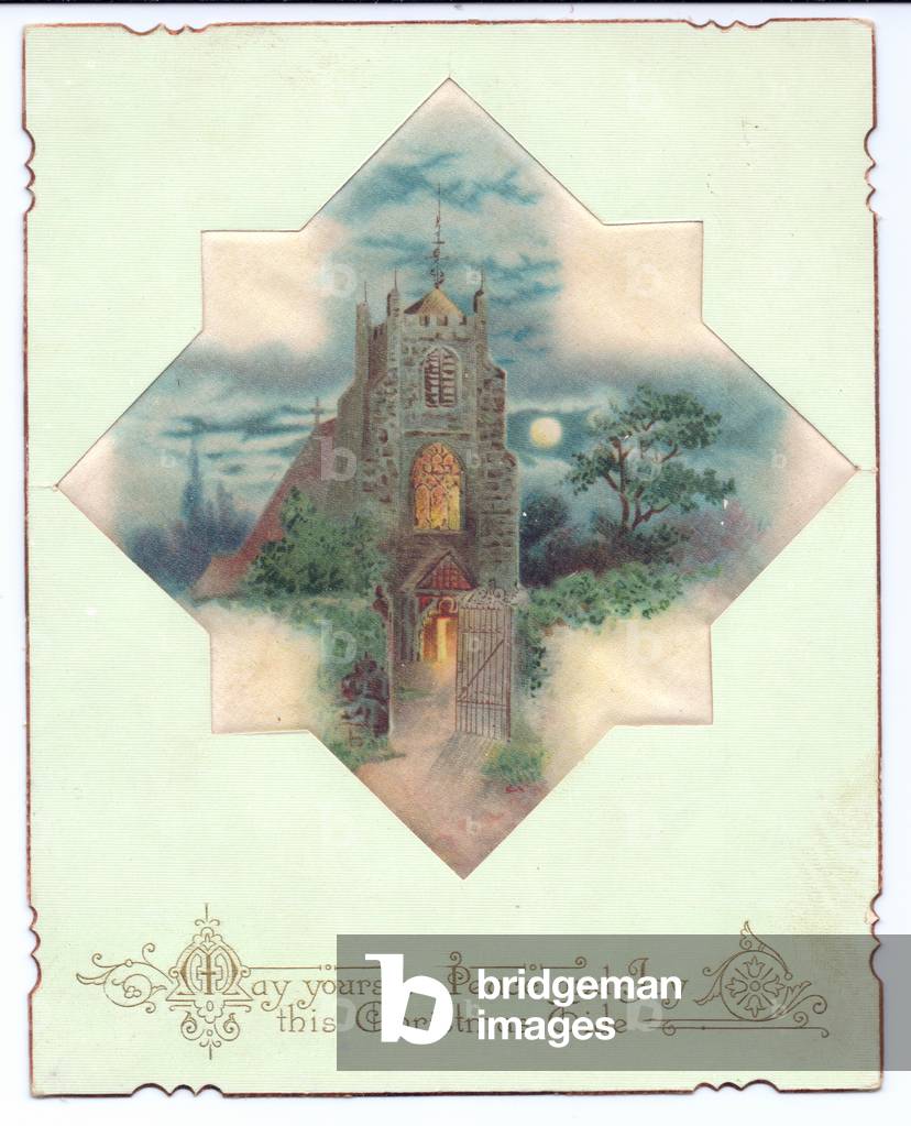 A Victorian deckle edge greeting card of, c.1880 (colour litho)