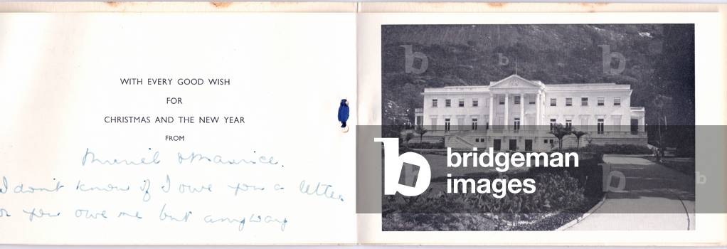 The inside of the Christmas and New Year card featuring a photograph of the British  Embassy, (photograph)