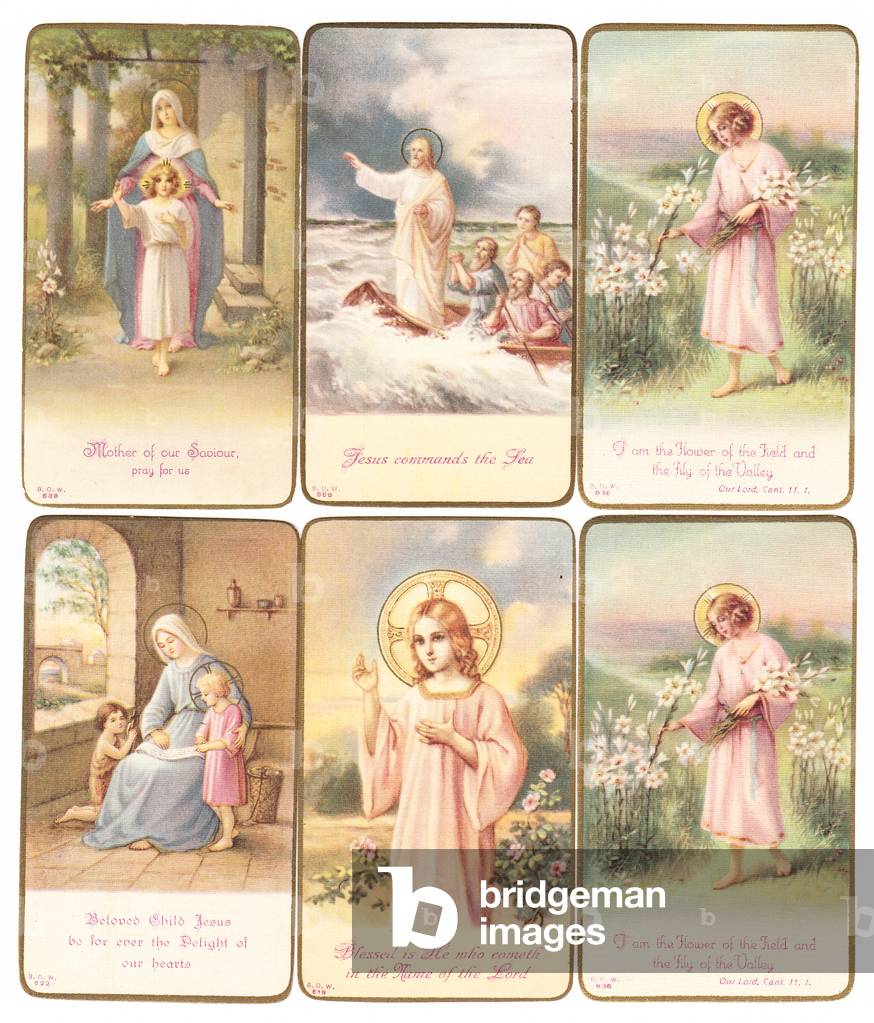 A set of six Victorian religious cards,  c.1890 (colour litho)