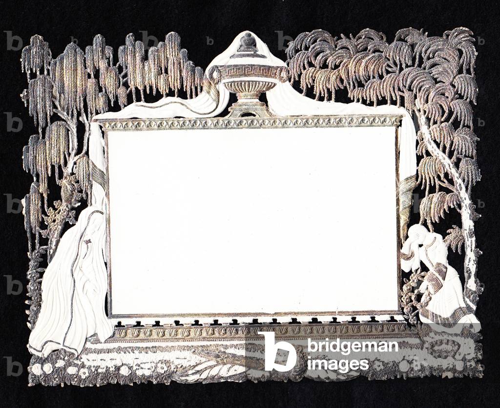 A Victorian embossed mourning card of weeping willow and an urn on a headstone c.1880 (monochrome)