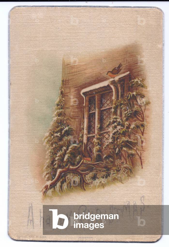 A Victorian deckle edge greeting card of, c.1880 (colour litho)