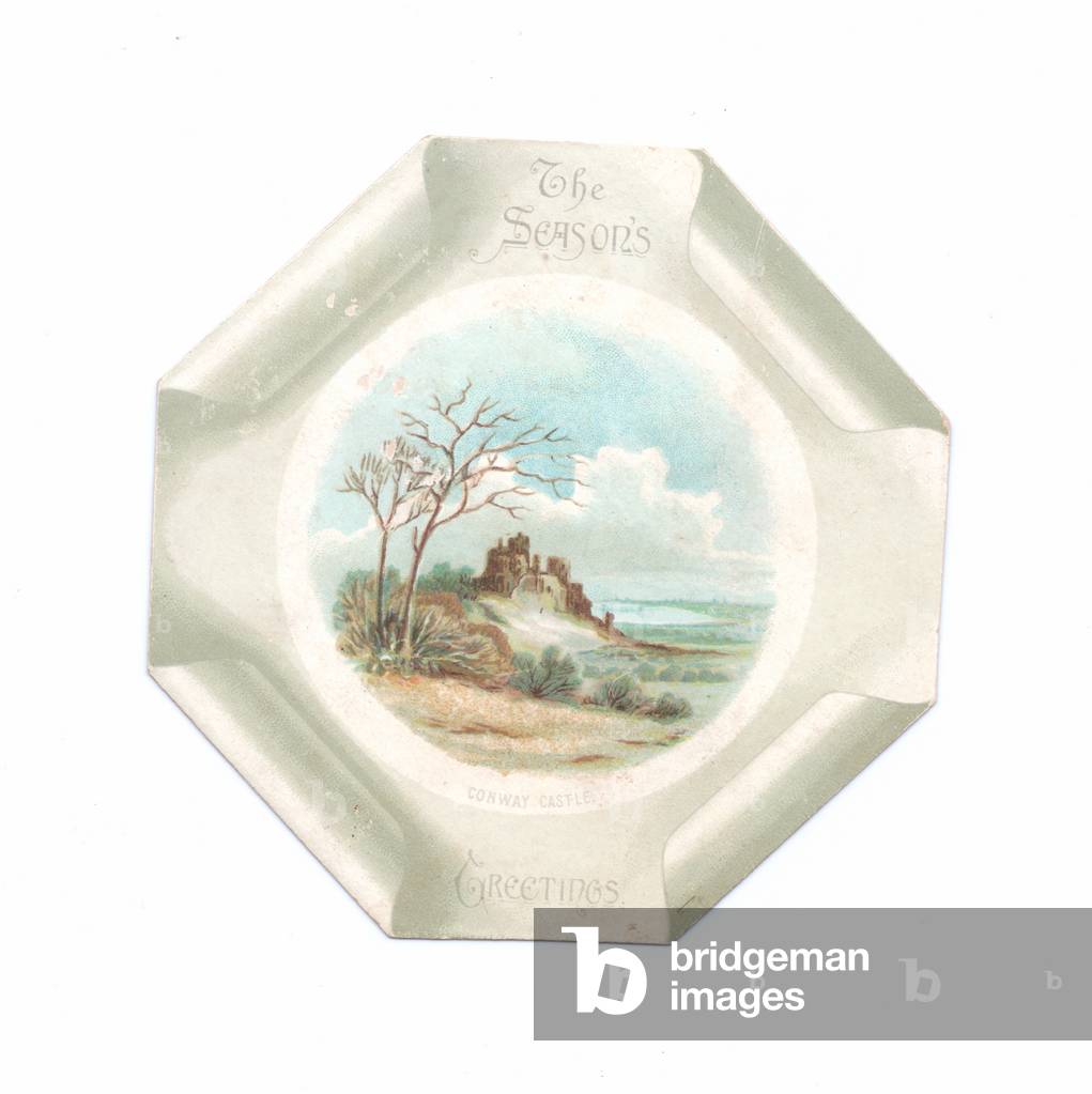 A Victorian die-cut shape card of Conway Castle, c.1880 (colour litho)