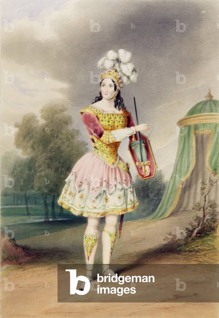 Louisa Fairbrother as Eglantine in `Valentine and Orson', 1843 (colour litho)