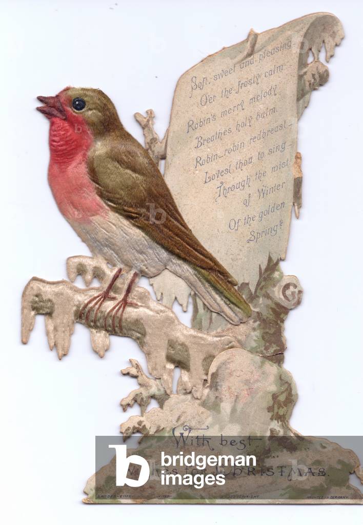 A Victorian deckle edge greeting card of, c.1880 (colour litho)