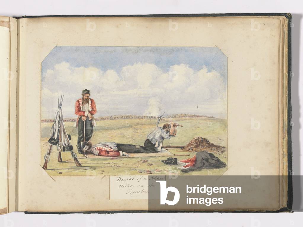Burial of a Soldier killed in Trenches, 1854-56 (w/c on paper)