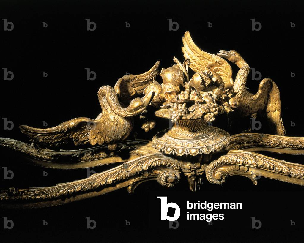 Detail from one of a pair of Roman giltwood side tables with ormolu-bordered mosaic tops, c.1773 (giltwood, mosaic & ormolu)