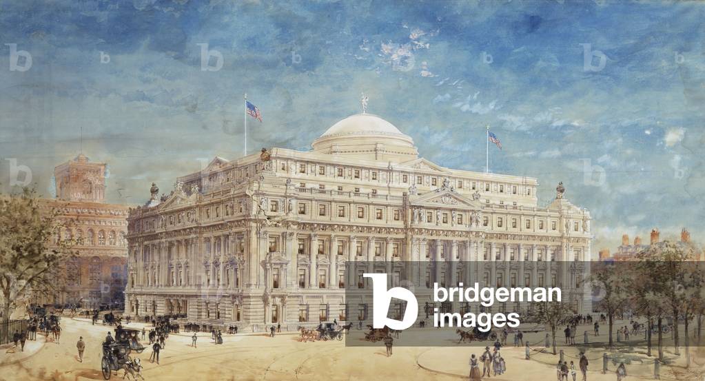 A Rendering of a Preliminary Proposal for the United States Custom House, New York, 1899 (gouache and pencil on paper)