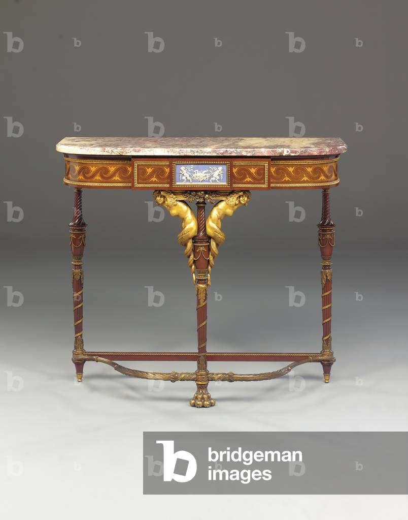 A Napoleon III console, in the manner of Jacob, by Maison Millet, Paris, c.1865 (ormolu-mounted jasperware, mahogany and marquetry) (see also 362842-362843)