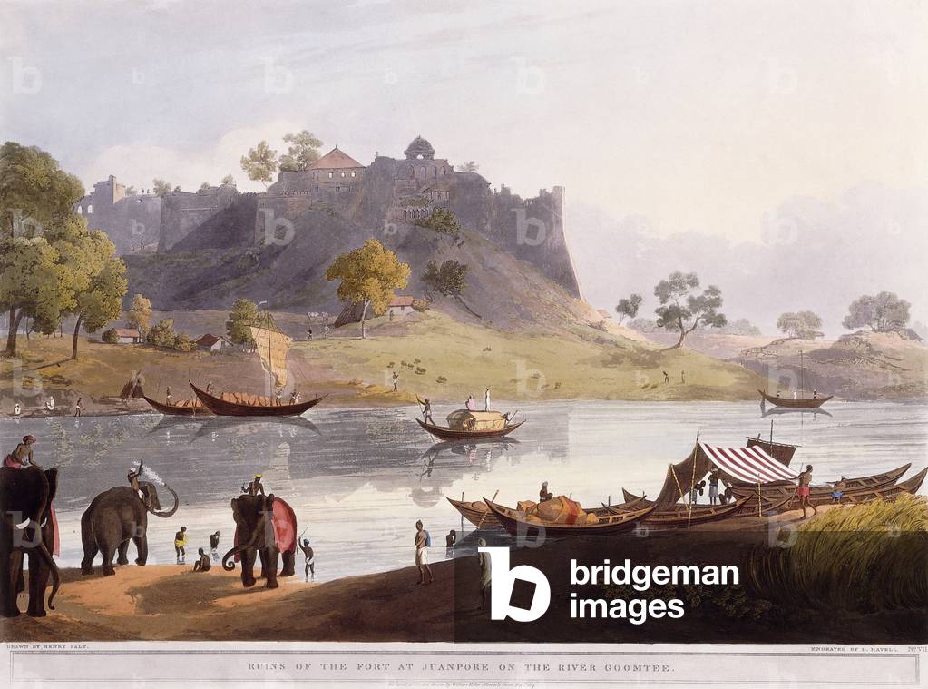 Ruins of the Port at Juanpore on the River Goomtee, 1824 (colour aquatint)