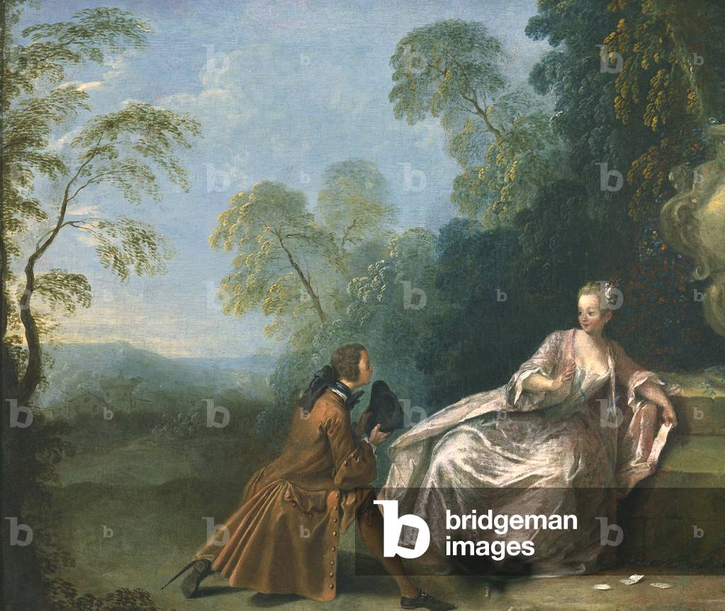 Immagine di Dipinto "Une Conversation Galante (olio su tela)", 18th Secolo di Jean-Baptiste Joseph Pater