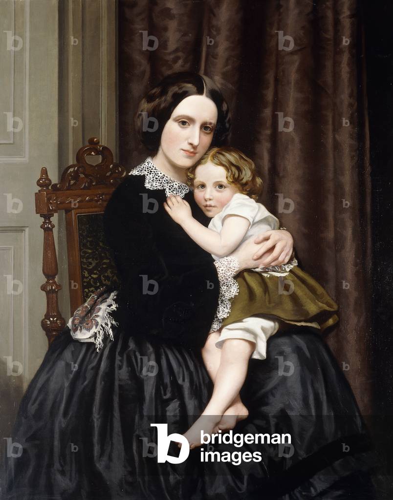 A Mother and her Child, (oil on canvas)