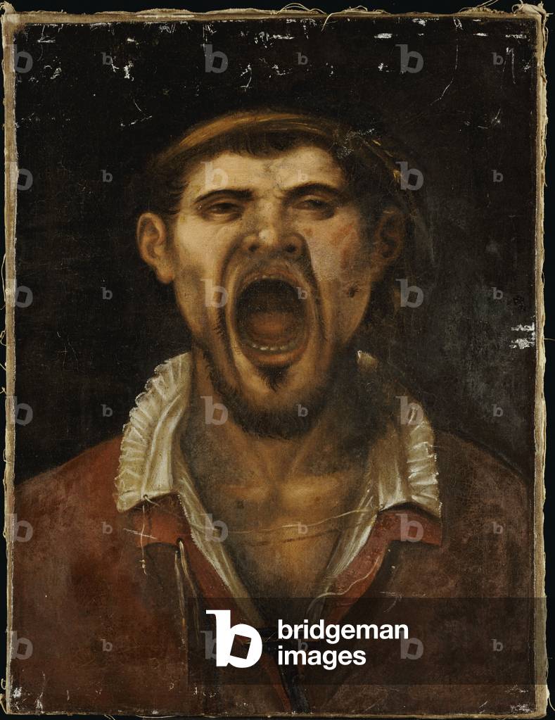 A Peasant Man Shouting (oil on canvas)