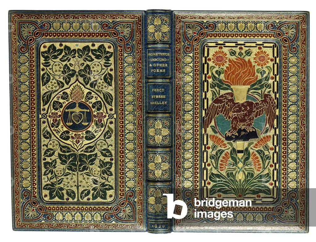 Upper and lower covers, with eagle, torch, heart, scales and floral designs, 1820 (light blue crushed levant morocco, with densely gilt borders, se)