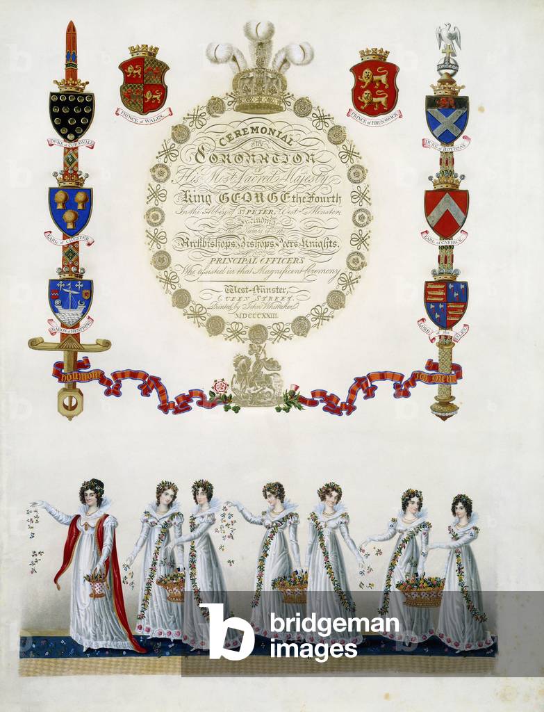 Frontispiece, from 'Ceremonial of the Coronation of his Most Sacred Majesty King George the Fourth', by John Whittaker, 1823 (hand-coloured aquatint)