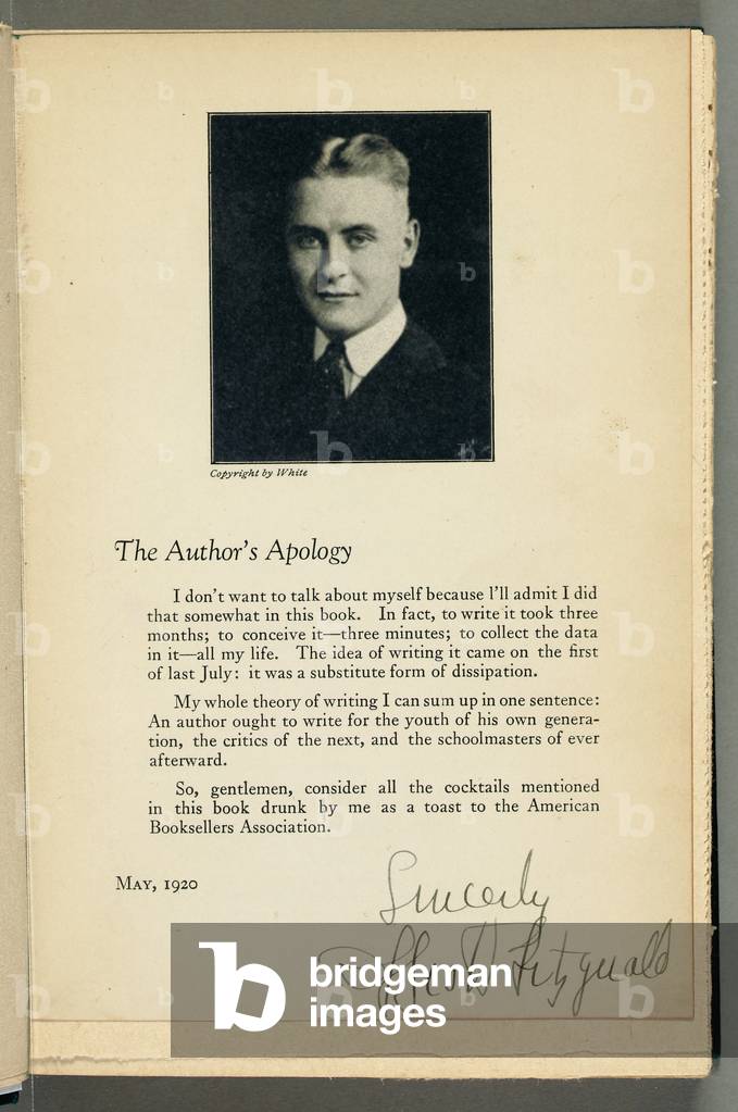 Signed copy of 'This Side of Paradise', 1920 (print & pen and ink on paper)