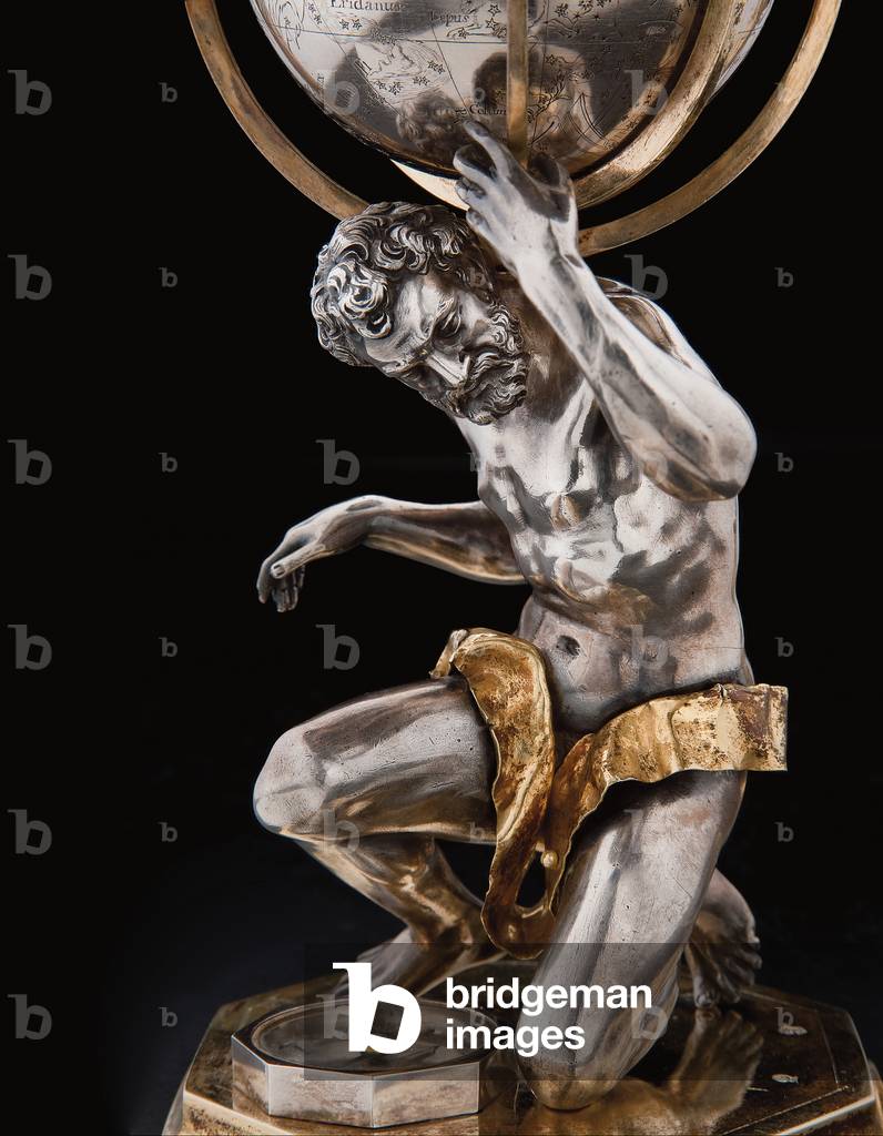 Two exceptional terrestrial and celestial globes, supported by Hercules and Atlas, Augsburg, 1697-99 (silver & silver-gilt)