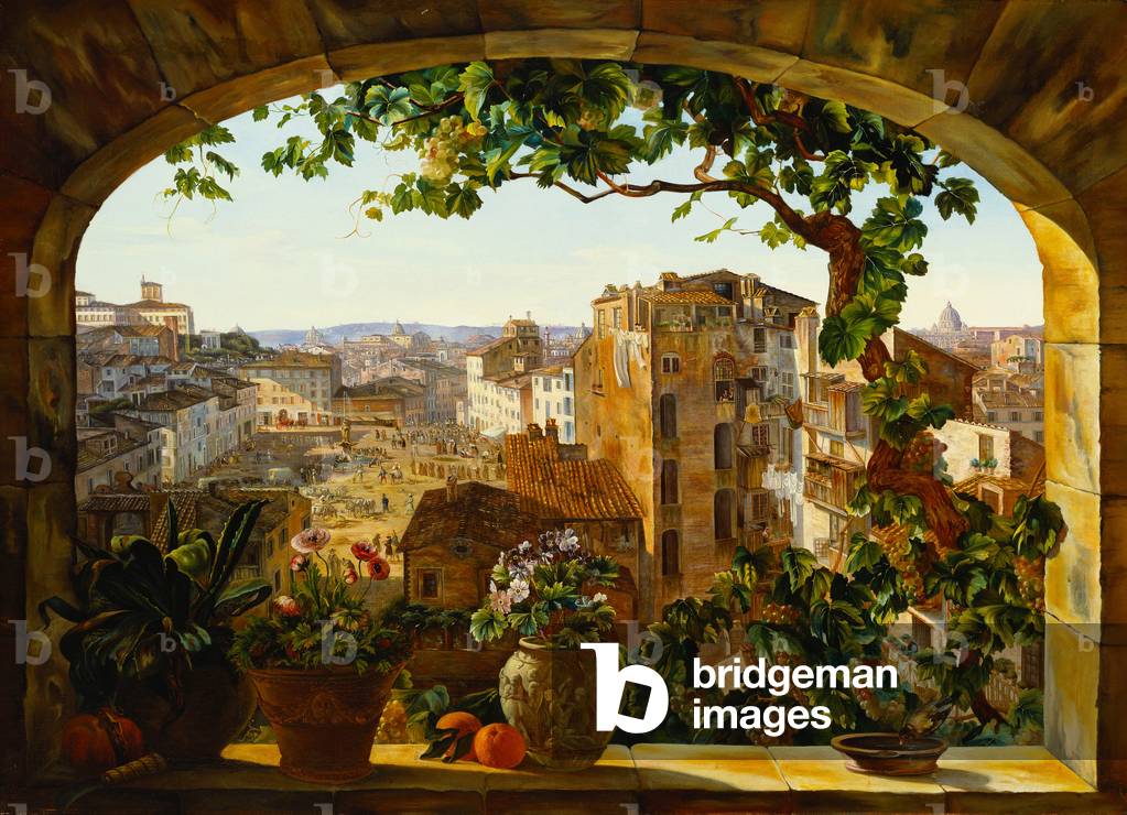 Piazza Barberini, Rome, 1830 (oil on canvas)